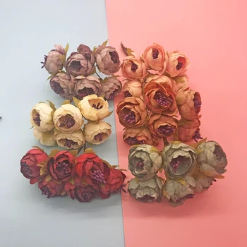 6 dentes de decoração de casamento flores da decoração de Natal em casa de jóias de noiva folga chá de rosas barato flores artificiais