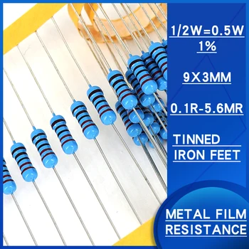 100pcs 1/2W 1%de resistores de Filme de Metal 0,1 R-4.7 SENHOR ohm resistência Watts0.5Precision1 Várias especificações estão disponíveis resistencias
