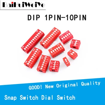 10PCS/LOT Tipo Slide Módulo Switch 1 2 3 4 5 6 7-10 PIN de 2,54 mm Posição Maneira MERGULHO Campo Interruptor VERMELHO Snap Interruptor o Interruptor do seletor
