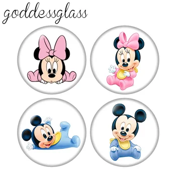 Disney Babe Bonito Baby Minnie do Mickey de Crianças 10pcs 12mm/18mm/20mm/25mm Rodada foto cabochão de vidro plana (Colar de Tomada de conclusões