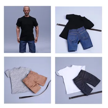 1/6 da Moda de T-shirt + Jean Calças Definido para 12inch Phicen Hottolys Jiaoudoll Playtoy Figura de Ação de DIY