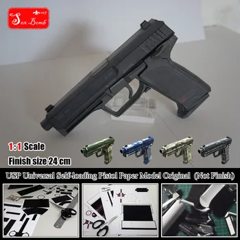 2 em 1 Nova H&K USP Universal Auto-carregamento de Pistola de Papel em 3D Modelo de Cosplay Kits Garoto de Adultos Arma de Armas de Papel Modelos de Brinquedos Artesanais