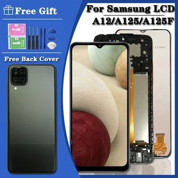 Original Para Samsung Galaxy A12 LCD SM-A12F SM-A12F/DSN de Tela LCD Touch screen Digitalizador Assembly Substituir Livre A125 tampa traseira