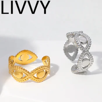 lLIVVY INS Estilo de Nova Prata Abertura de Anel Ajustável Personalidade Olho Índice Anel de Dedo Para as Mulheres Simples do Punk Delicados Acessórios