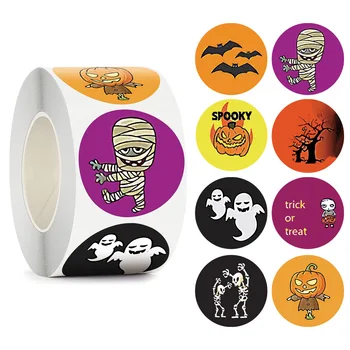 500pcs Halloween Etiquetas de Papel de Presente Decoração de Abóbora Doce de Sacos de Embalagem de Vedação Rótulo Festa de Halloween Adesivos