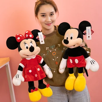 Disney Original Brinquedos de Pelúcia do Mickey Mouse E Minnie Vermelha de Animais de Pelúcia Macia Bonecas de Aniversário, Presente de Natal para Crianças