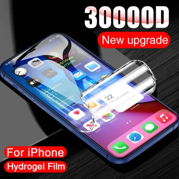 30000D Cobertura Completa de Hidrogel Filme Protetor de Tela No iPhone 11 12 13 Pro XS Max Protetor de Tela do iPhone XR X 7 8 6 14 Plus SE 3 2