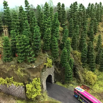9CM Modelo Ferroviário de Pinheiros em Miniatura Modelo de Árvores de Plástico Para HO Trem Ferrovia Paisagem Layout