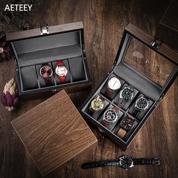 Nogueira Relógio de Armazenamento de Caixa de Família Simples de Alta qualidade de Madeira Mecânico Relógios Pulseira de Coleta de Exibição de Caixa de Relógio de Caixa de Caso
