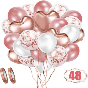 48pcs Novo Lantejoulas Alumínio do Filme de Borracha Balões Personalizados, Festa de Aniversário, Decoração de Layout de Casamento