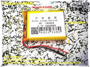 3,7 V 3600mAh 105065 de Polímero de Lítio Li-Po li Bateria Recarregável de íon de células Para Mp3 MP4 MP5 GPS, PSP, celular bluetooth