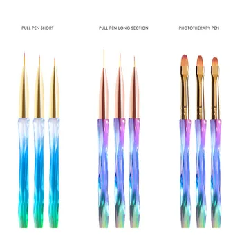 3pcs da Arte do Prego Gel UV Revestimento de Desenho Profissional Escova de Pintura de Unhas de Acrílico Pincel Ferramentas de Manicure Conjunto de Atacado