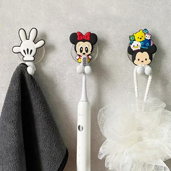 Disney Mickey Mouse Forte Auto-Adesivo Titular da Escova de dentes, Cozinha Banheiro Gancho não-marcação de Família Pendurada na Parede da Porta de Gancho