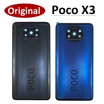 100% Original Para Xiaomi Mi Poco X3 NFC Bateria Tampa Traseira Porta Traseira Para a POCO X3 Substituição de Habitação ETIQUETA Adesiva Com Lente