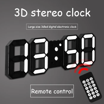 3D Estéreo, Relógio de LED Controle Remoto Eletrônico de Contagem regressiva de Controle de Voz TemperatureHung ou Suporte Digital Creative Exibir Lembrete