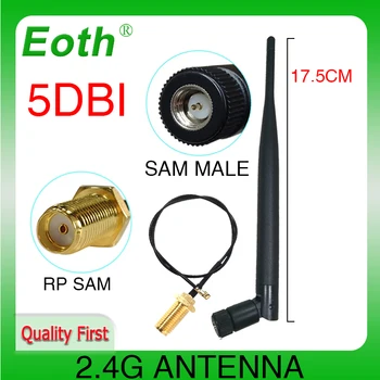 2.4 GHz Antena wifi de 5dBi SMA Conector Macho PBX 2.4 ghz antena wi-fi de 2,4 G por Wifi Booster + 21cm ufl./ IPX 1.13 Cabo Flexível