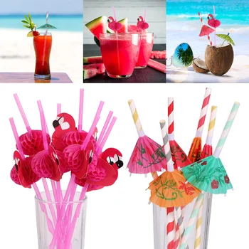 25/10Pcs Flamingo Abacaxi Canudos Praia Havaiana Tropical, Festa de Aniversário, Decoração de Piscina de Verão Festa de Casamento de Suprimentos