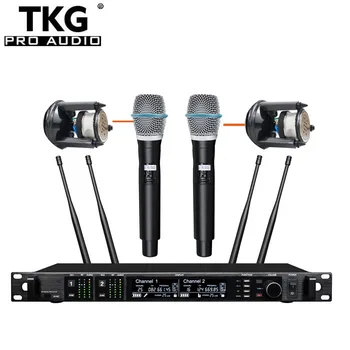 TKG True Diversity de 600mhz/900mhz AD4D BETA87A dois canais profissional condensador sem fio lavalier fone de ouvido microfone de mão