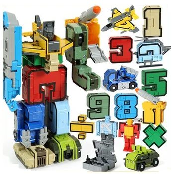 Crianças Brinquedos de DIY Criativo de Construção de Blocos de Letras, Números de Deformação Montado Deformação Robô de Brinquedo para crianças