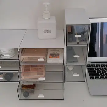 Caixa de armazenamento de gaveta simples e transparente de computadores portáteis diversos divisão de grande capacidade dormitório cosméticos prateleiras