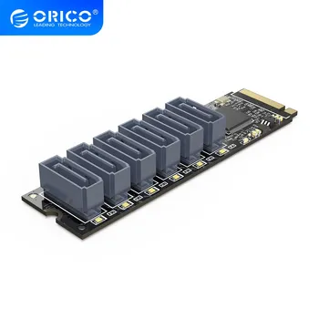 ORICO PCIe Gen3 M. 2 Tecla M para 6 Portas SATA 3.0 Adaptador de Cartão de NVMe para SATA Cartão Conversor de NVME PCIe 3.0, SATA 16G Placa de Expansão