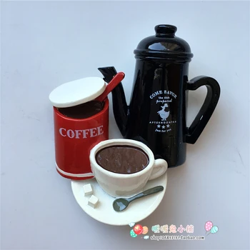 Pote de café Beber Chá da Tarde Resina Ímã de Geladeira Criativo tridimensional Magnético