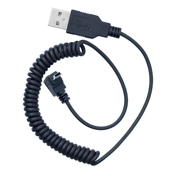 MINI USB 5Pin de 90 Graus para Cima ou para Baixo em Ângulo Mola em Espiral Para USB 2.0 Macho de Dados e Sincronização Cabo de Carregamento 40cm