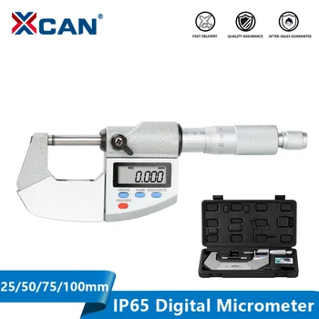 XCAN Micrômetro IP65 Fora Micrômetro Digital 0-25/50/75/100mm de 0,001 mm de Água/à Prova de Óleo Eletrônico Medidor de Medida Pinça