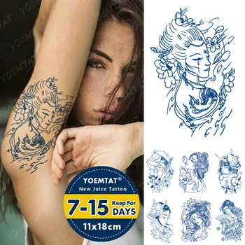 Suco De Tinta Tattoos Da Arte Do Corpo Duradoura Impermeável Da Etiqueta Temporária Tatuagem Prajna Gueixa Tatoo No Braço Falso De Beleza Garota Tatto Mulheres Homens
