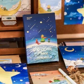 30 Folhas/Set Pequeno Príncipe Série Planeta Postal Retro Pintura A Óleo Mensagem De Saudação Cartões De Aniversário, Presente De Natal Cartão