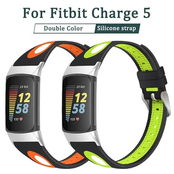 Correa Para Fitbit carregar 5 bracelete de esportes inteligente pulseira pulseira de cobrar 5 duas cores de silicone Respirável pulseira de Substituição