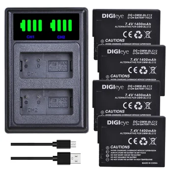DMW-BLC12 BLC12E DMW-BLC12PP Bateria + LED Duplo Carregador para Panasonic Lumix DMC-FZ200 FZ1000 FZ2500 G5 G6 G7 GX8 G85 GH2