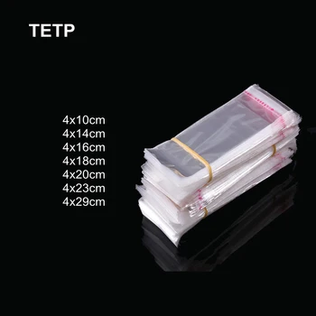 TETP 1000Pcs por Atacado 4cm de Largura de Sacos de Plástico Auto-Adesivo Saco de Lápis Marcador da Régua Maquiagem Escova Embalagem de Armazenamento de papel Celofane