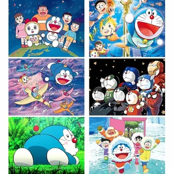 Japão Anime Ponto de Cruz, Pintura 5D Doraemon Diamante Imagem Full Bordado de Diamante Diamante Mosaico de Decoração de Casa
