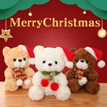 23cm de desenhos animados Bonitos de Natal, o Ursinho de Pelúcia do Kawaii Luz Branca Marrom Boneco Ragdoll Véspera de Natal, Presente de Natal Para Crianças