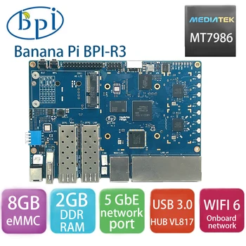 Banana Pi BPI R3 Router Board Com MediaTek MT7986 Quad Core ARM A53 + MT7531A Design de Chip ,2G DDR RAM ,8G curso de mestrado erasmus mundus Flash Onboard