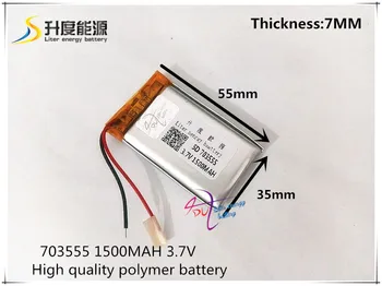 Frete grátis bateria de Polímero de 1500mah 3.7 V 703555 casa inteligente MP3 alto-falantes bateria do Li-íon para o dvr,GPS,mp3,mp4,telefone celular,alto-falante