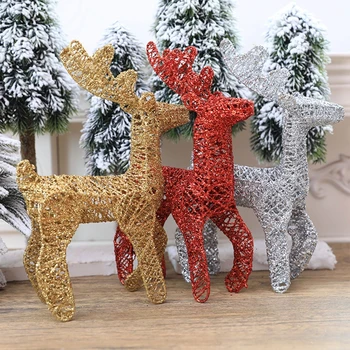 Metal Renas de Natal Decorativas Stand Veado de Natal Enfeite Criativo, Bonito de Cor Sólida Elk para a Decoração do Feriado de Adereços