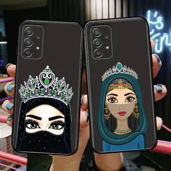 Coroa Hijab Rosto Muçulmanos Islâmicos Gril Caso de Telefone Casco Para Samsung Galaxy A70 A50 A51 A71 A52 A40 A30 A31 A90 A20E 5G a20s Preto S