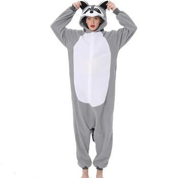 Homens Pijama Animal Kigurumi Mulheres Raccoon Macacão Para Adultos Dos Desenhos Animados De Uma Peça De Pijamas De Corpo Inteiro De Presente De Aniversário De Cosplay Fantasia