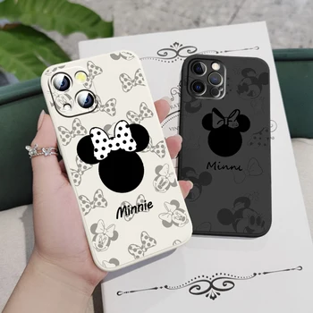De Disney do Minnie do Mickey de Luxo Líquido Corda de Capa Mole Caso de Telefone Para o IPhone da Apple 14 13 12 11 Mini Pro XS MAX XR X 8 7 SE a Armadura