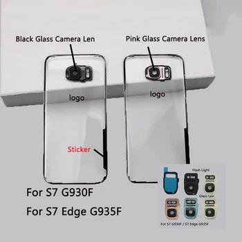 Carcaça Tampa de Vidro Transparente Para Samsung Galaxy S7 SM-G930F,S7 Borda G935 SM-G935F Caso de Volta de Bateria no Painel Traseiro com Adesivo