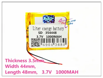 Litro de energia da bateria 354448 3,7 V 1000mAh bateria de polímero de lítio navigator MP3 MP4 MP5 DVD GPS universal bateria recarregável