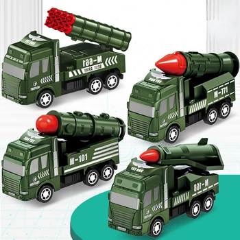 4Pcs Crianças Carro de Brinquedo de Simulação de Puxar para Trás Engenharia de Inércia do Veículo Caminhão Militar de bombeiros do Modelo de Meninos Brinquedos para as Crianças Presentes