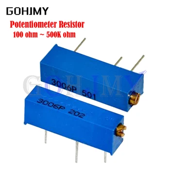 10PCS 3006P 100 ohms ~ 500K de ohm Aparador Potenciômetro Resistor de 100R 200R 500R 1K 2K 5K 10K 20K 50K 100K 200K 500 MIL 1 milhão de novos