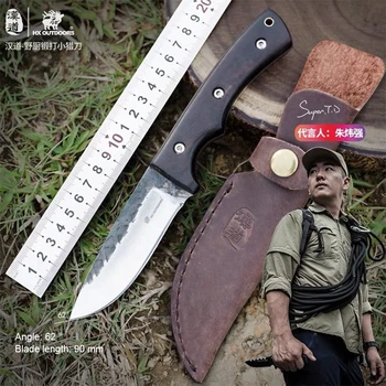 HX ao ar LIVRE Forjamento a faca de caça de aço Carbono camping caminhadas ferramenta de sobrevivência Carro de auto-defesa nogueira alça reta faca