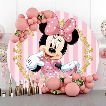 De Disney do Minnie do Mickey Arredondado Mickey Mouse de Aniversário de Crianças Decoração Decorações do Partido plano de Fundo Personalizado Cenários de Casamento