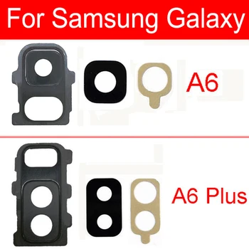 Para Samsung Galaxy A6 A600 A6 Plus A605 De Volta Lente Da Câmera Com Etiqueta Câmera Traseira De Vidro Tampa De Substituição Do Quadro De Peças De Reparo