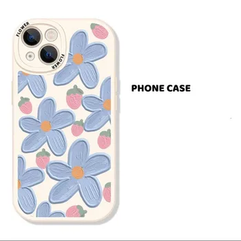 bonito flores de morango luxo de caso para o iphone 14 pro max 11 12 13 mini câmera de proteger à prova de choque capa para iphone xr xs x 7 8 p