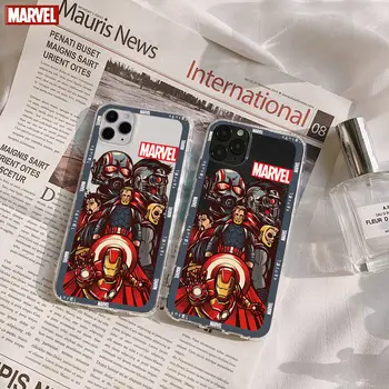 Marvel Homem de Ferro, homem-Aranha Matte Caso de TPU para iPhone 11 Pro Max XR XS Max 7 8 Plus X de Corpo Inteiro Macio Moda Bonito do Telefone de Tampa Traseira